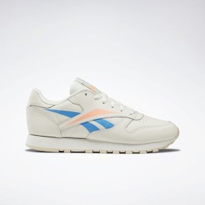 Reebok Classic Leather Turnschuhe Damen - Weiß Weiß/Orange - DE 738-PAH